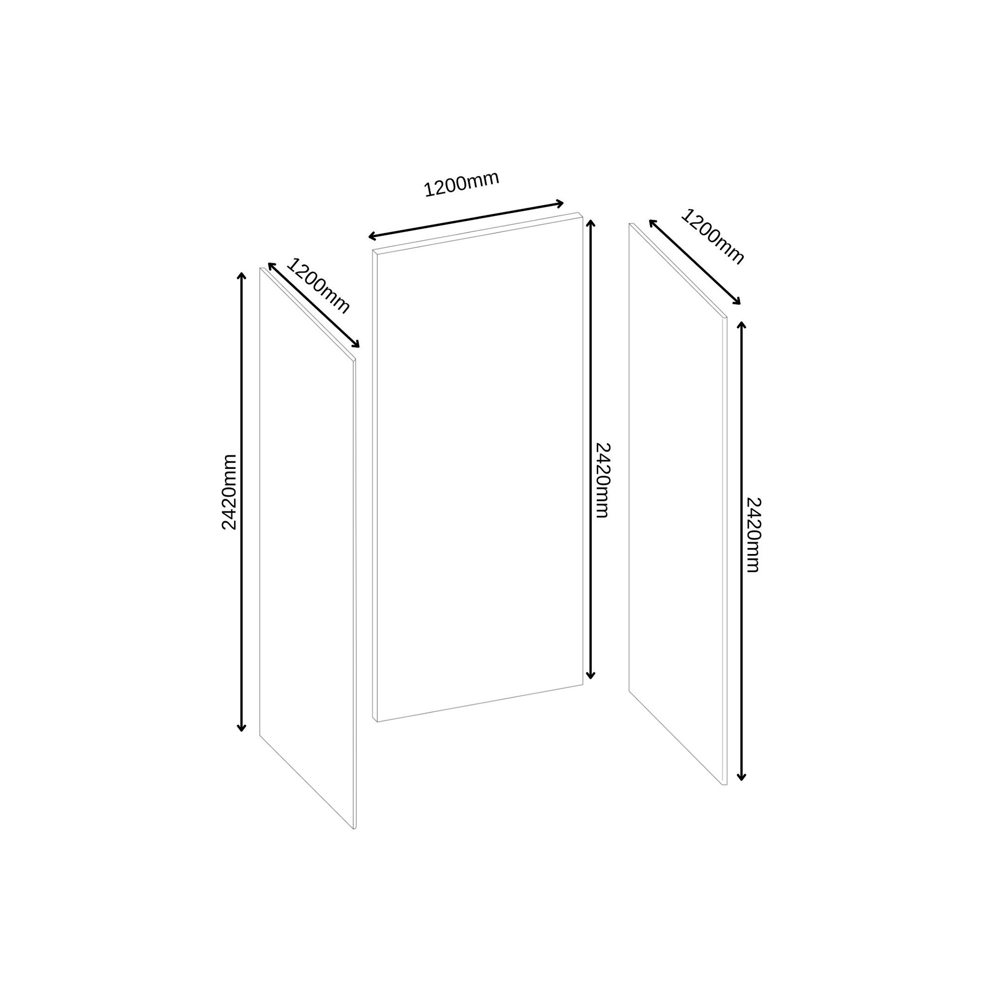Splashwall Elite Matt White frost Marble effect 3 sided Shower Wall panel kit (L)2420mm (W)1200mm (T)11mm