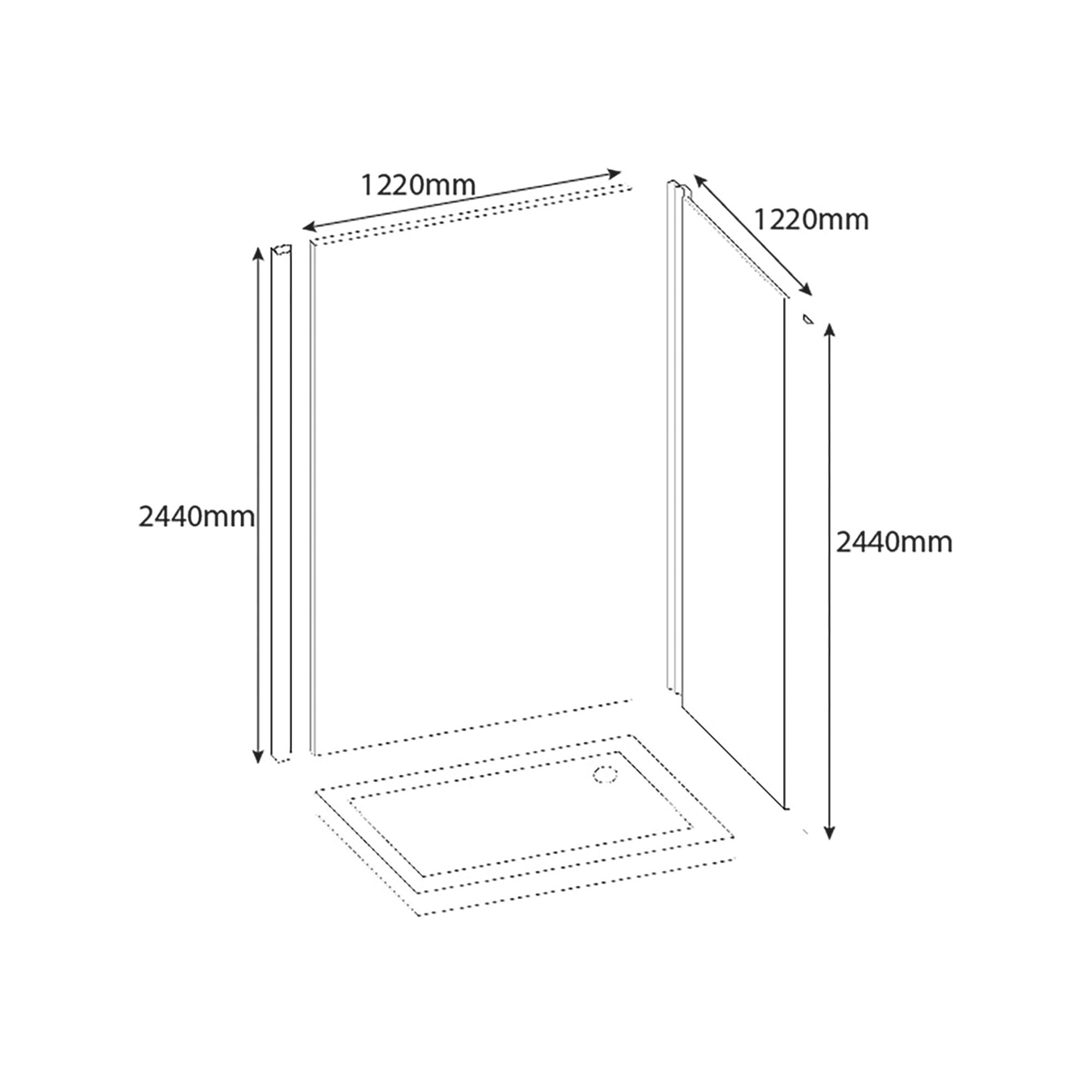 Splashwall Gloss Black Straight 2 sided Shower Panel kit (L)2440mm (W)1220mm (T)11mm