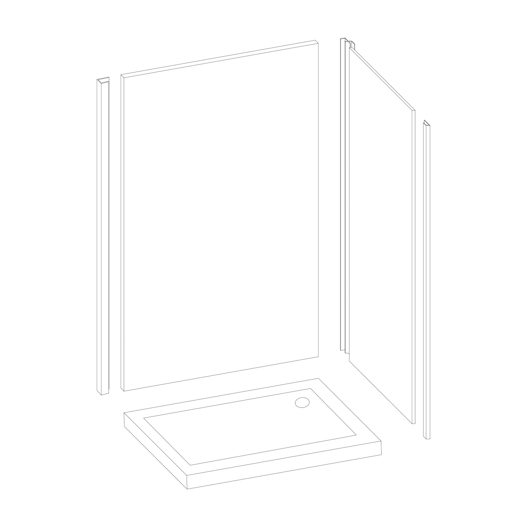 Splashwall Gloss Black Tile effect 2 sided Shower Panel kit (L)2420mm (W)1200mm (T)3mm