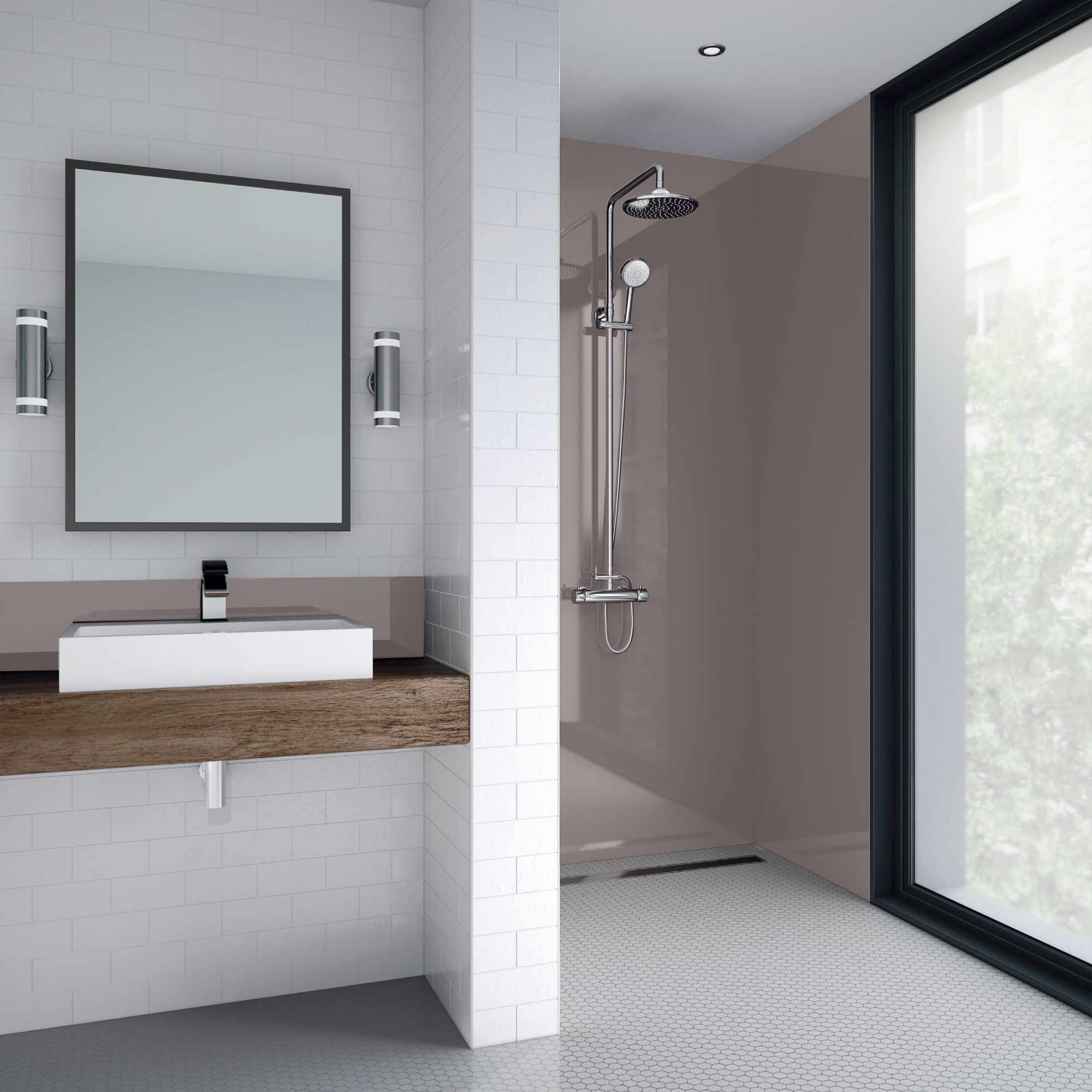 Splashwall Gloss Fawn Acrylic Panel (W)60cm x (H)244cm x (D)4mm