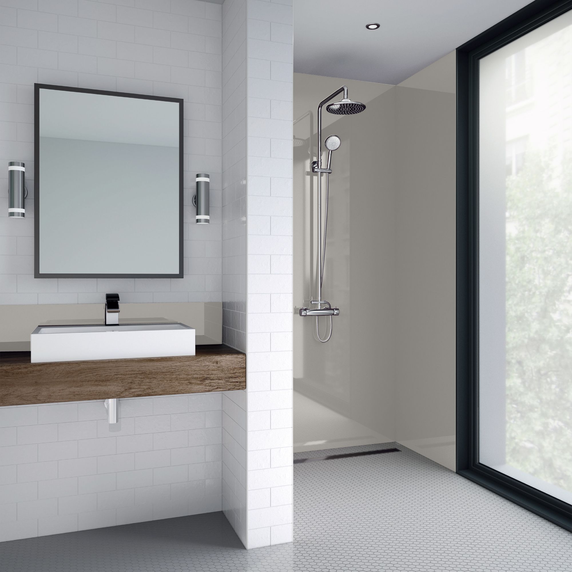 Splashwall Gloss Ivory Acrylic Panel (W)90cm x (H)244cm x (D)4mm