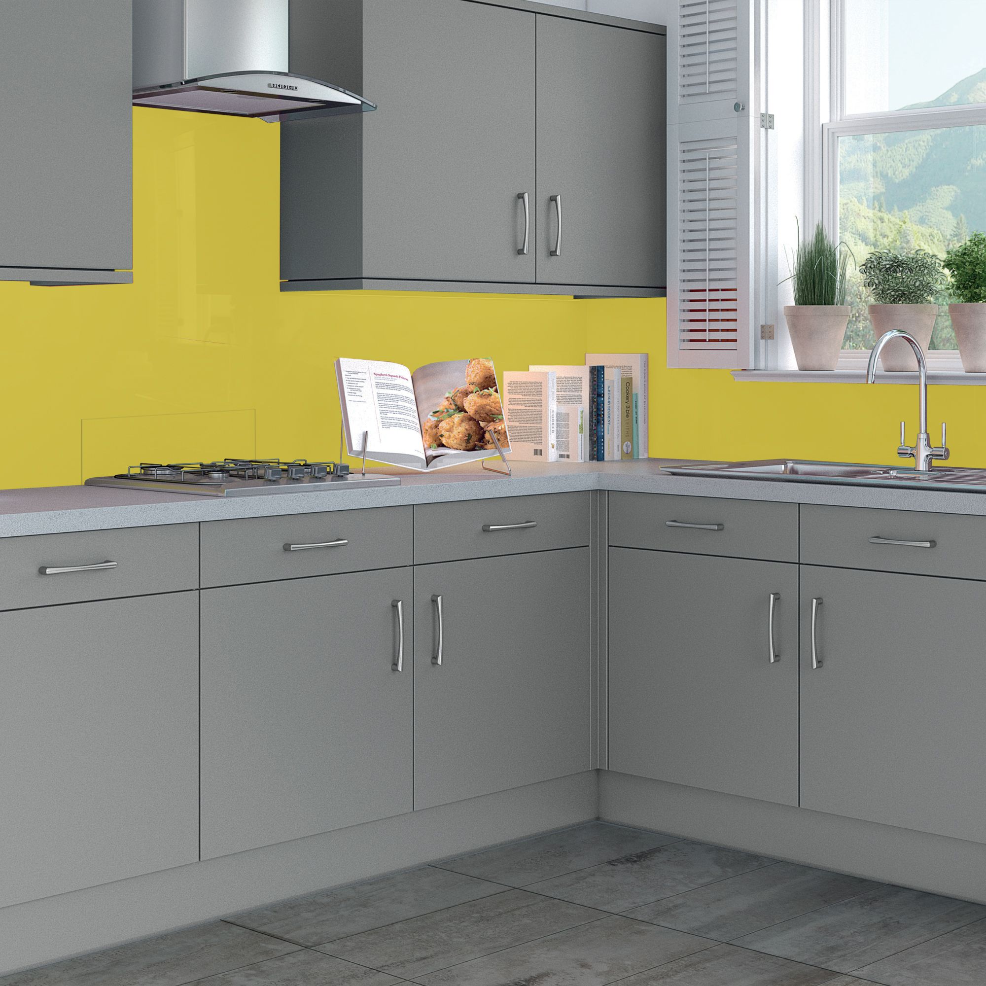 Splashwall Gloss Lemon Acrylic Panel (W)60cm x (H)244cm x (D)4mm