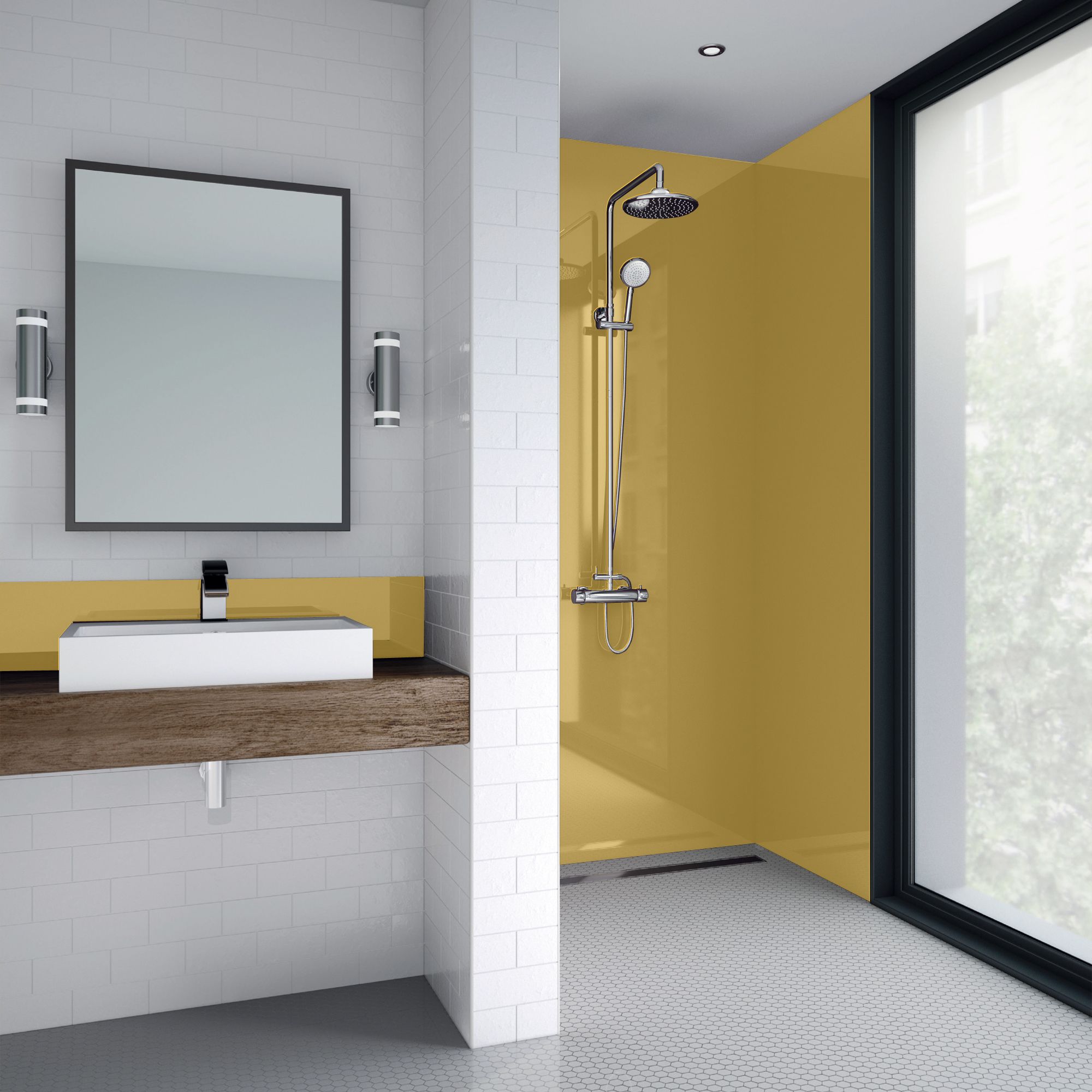 Splashwall Gloss Lemon Acrylic Panel (W)90cm x (H)244cm x (D)4mm