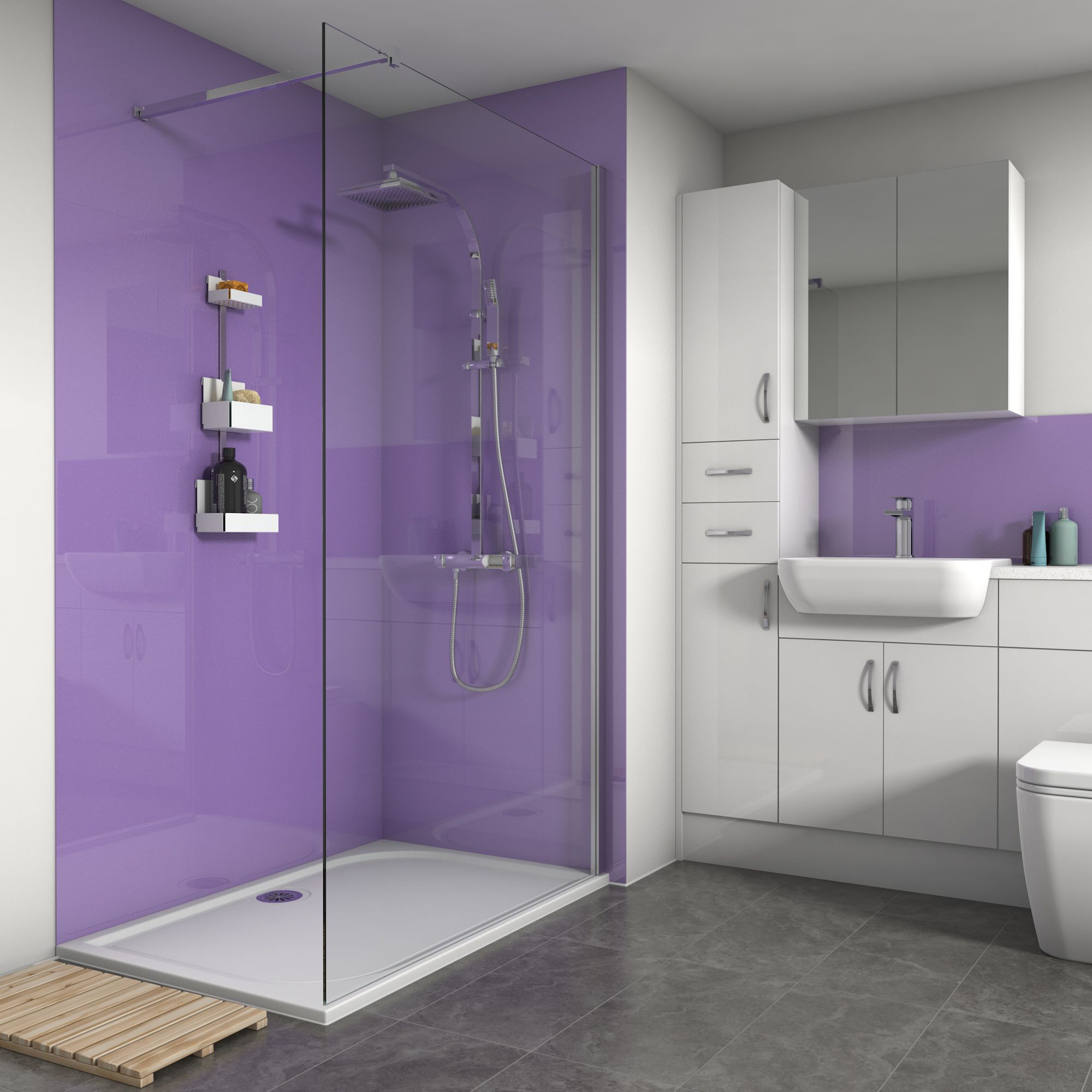 Splashwall Gloss Metallic purple Acrylic Panel (W)60cm x (H)242cm x (D)4mm