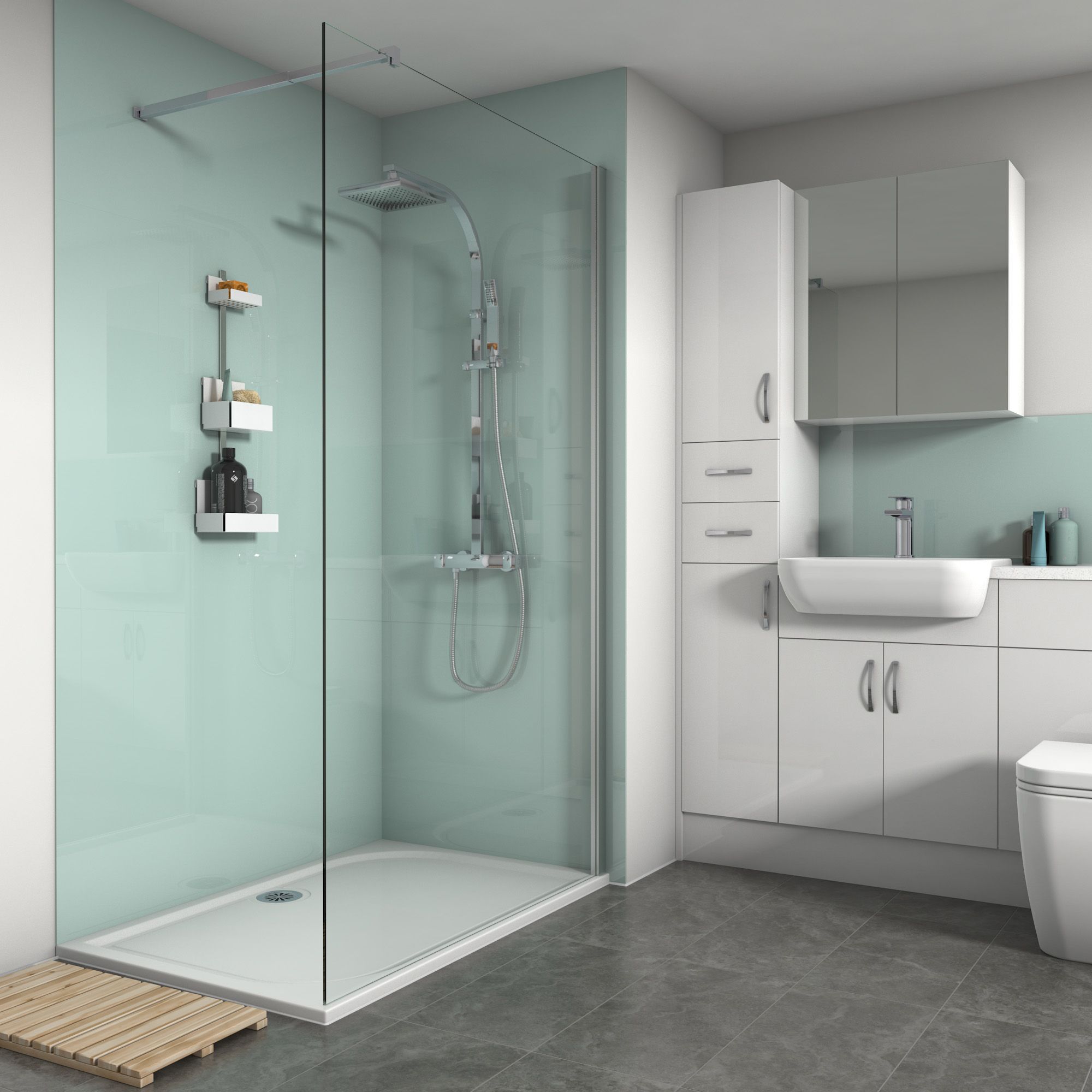 Splashwall Gloss Mist 3 sided Shower Panel kit (L)1200mm (W)1200mm (T)4mm