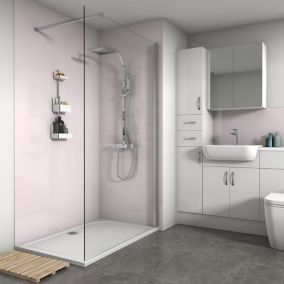 Splashwall Gloss Pale pink 2 sided Shower Panel kit (L)1200mm (W)1200mm (T)4mm