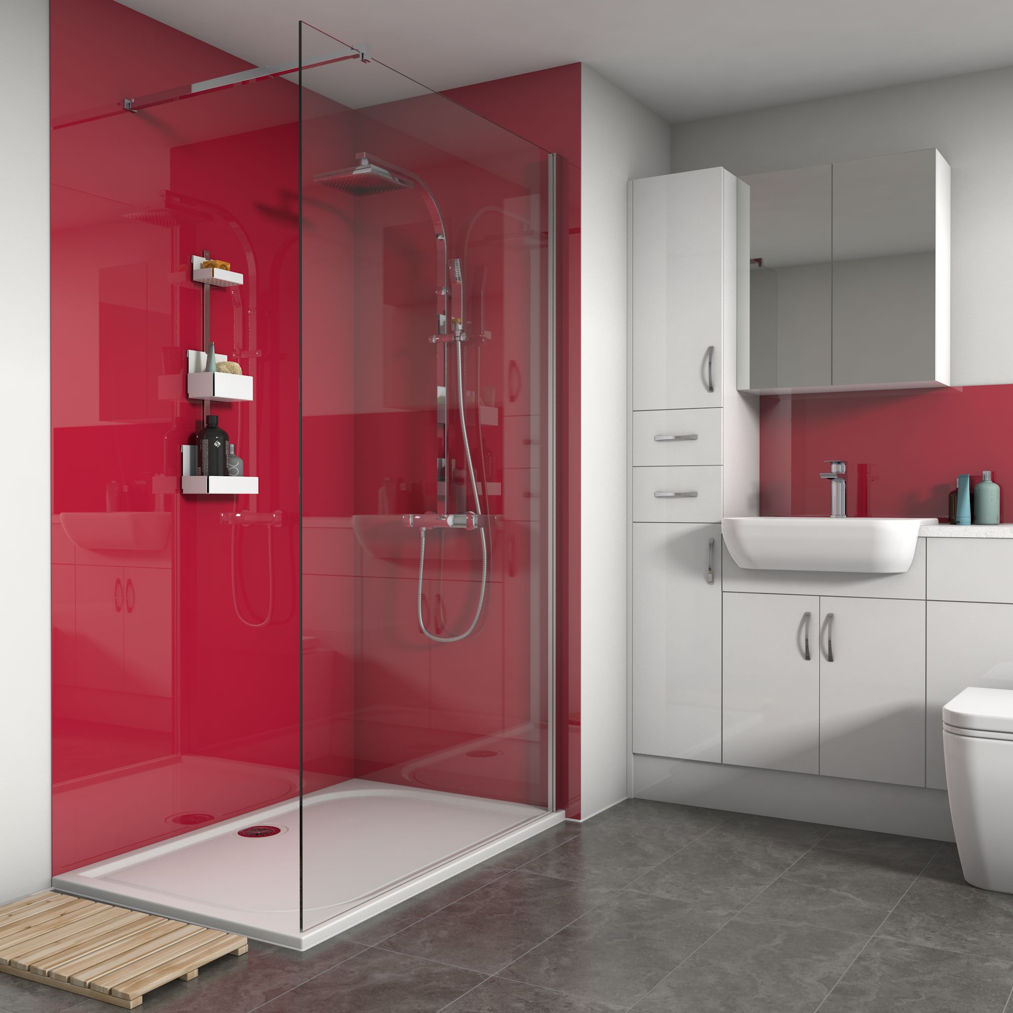 Splashwall Gloss Rose 2 sided Shower Panel kit (L)1200mm (W)1200mm (T)4mm