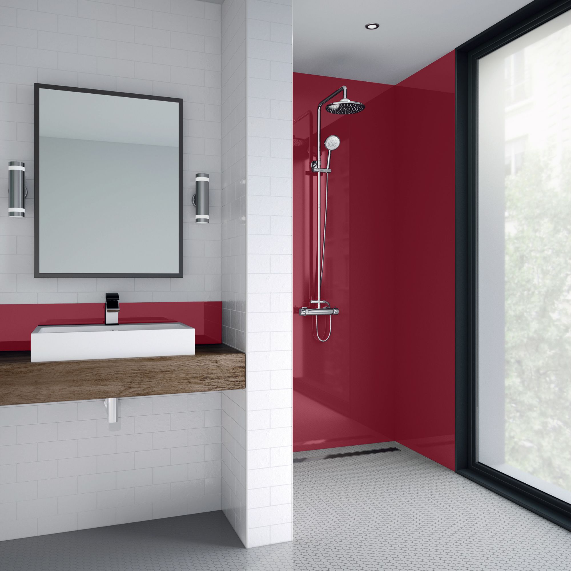 Splashwall Gloss Rose Acrylic Panel (W)60cm x (H)244cm x (D)4mm