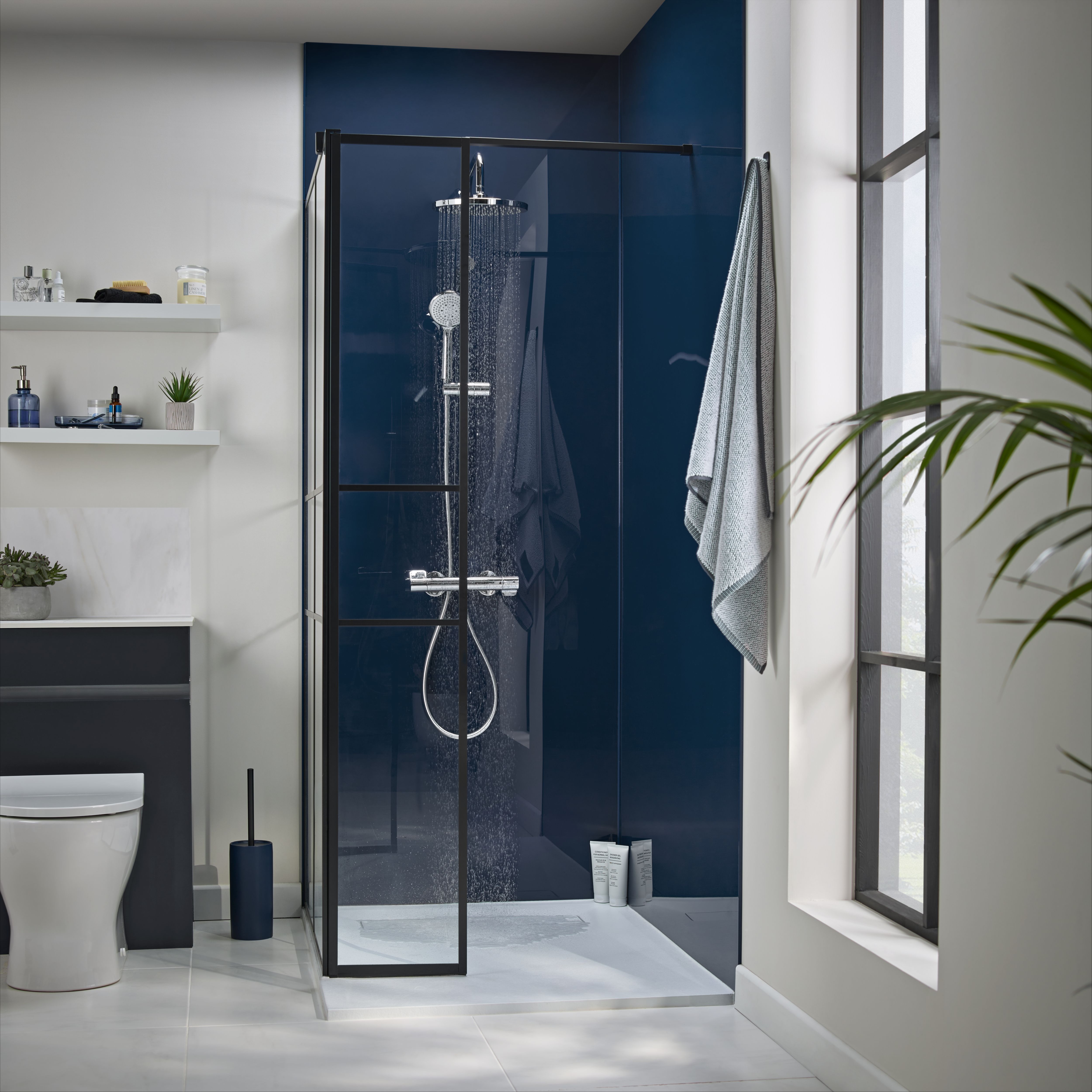 Splashwall Gloss Royal blue Acrylic Panel (W)90cm x (H)244cm x (D)4mm