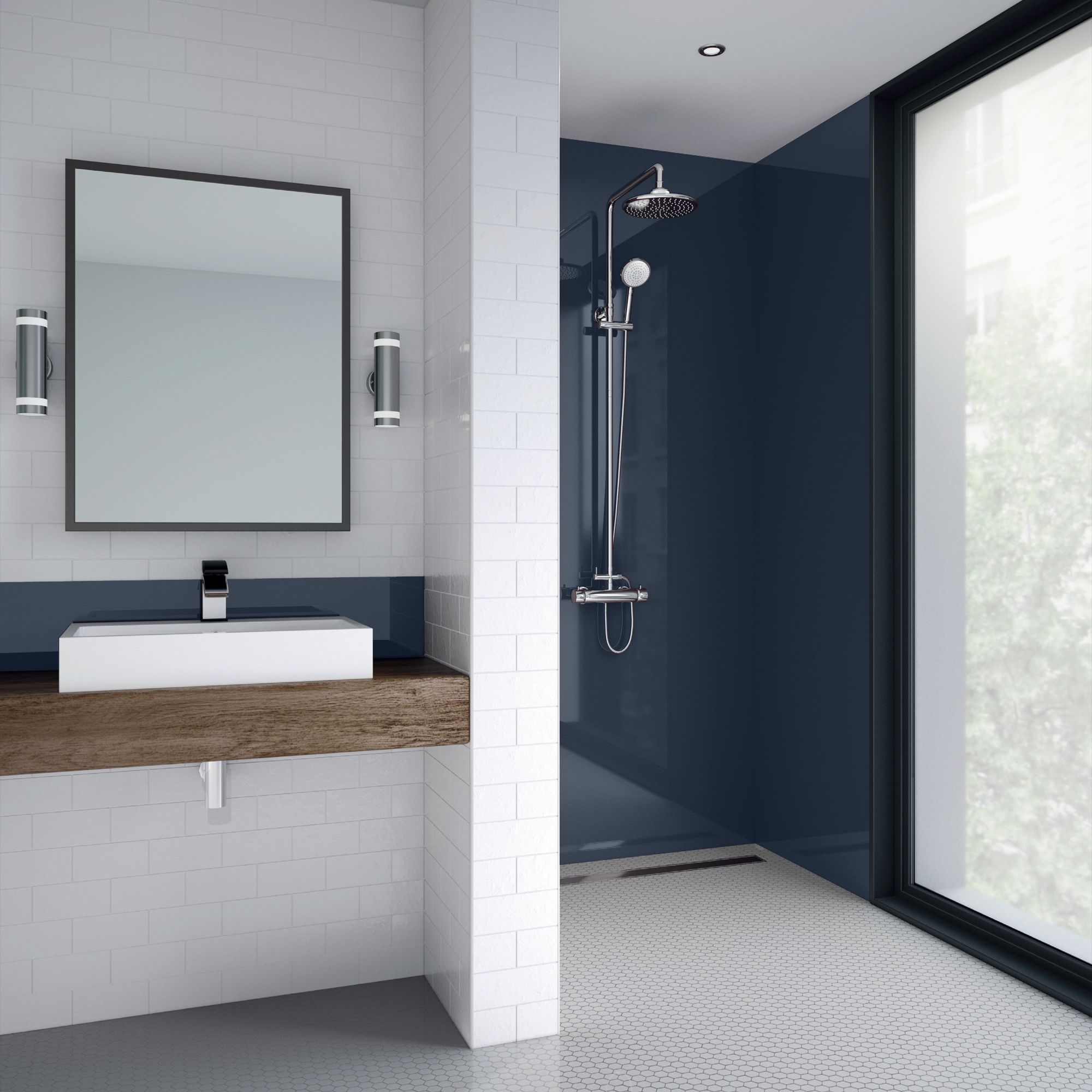 Splashwall Gloss Royal blue Acrylic Panel (W)90cm x (H)244cm x (D)4mm