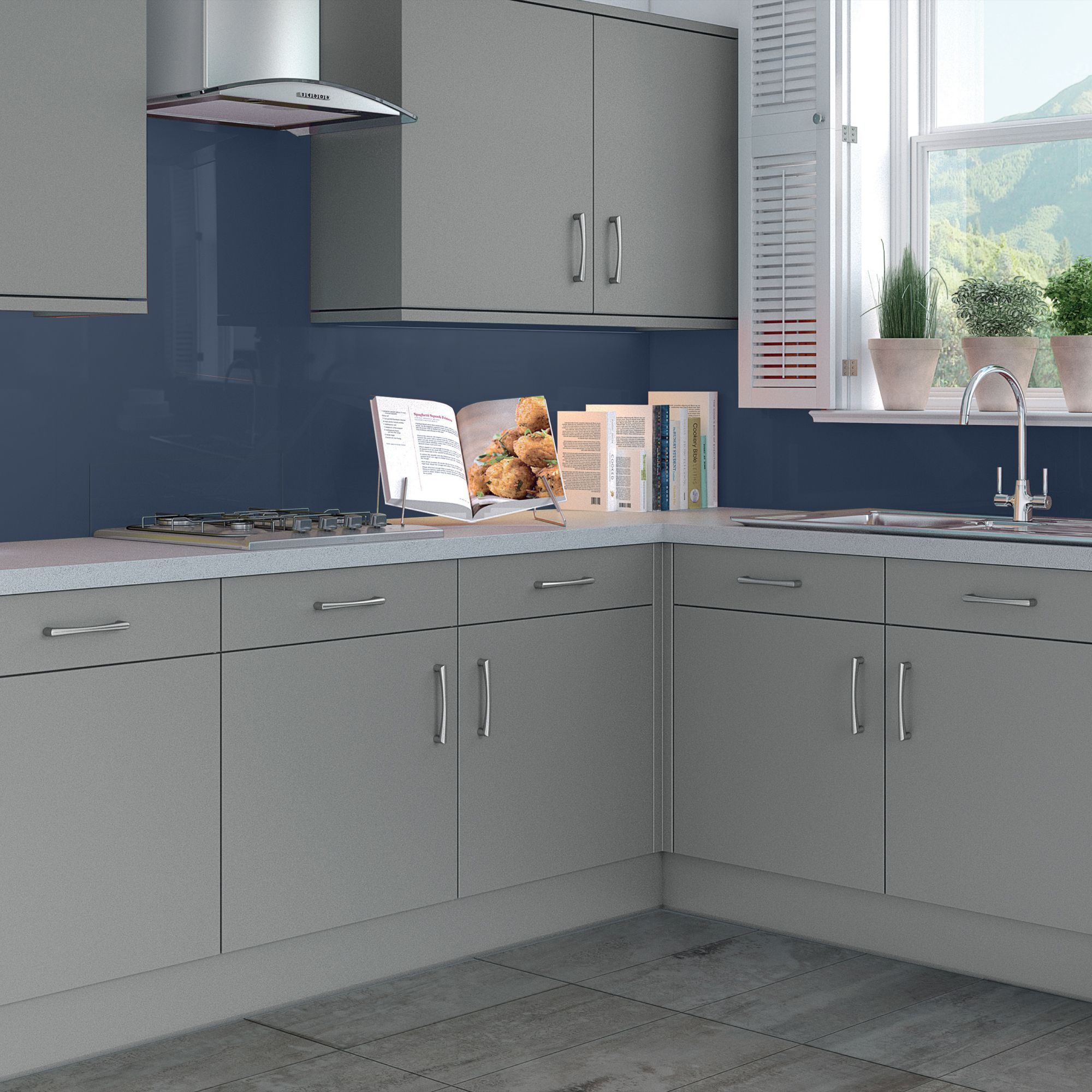 Splashwall Gloss Royal blue Acrylic Panel (W)90cm x (H)244cm x (D)4mm