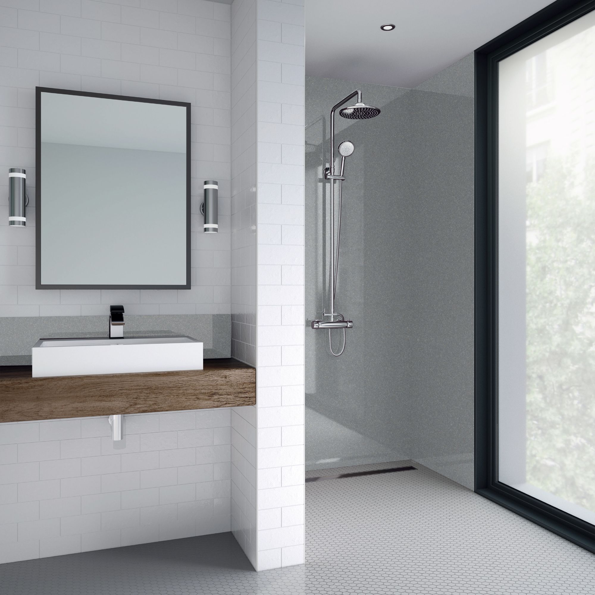 Splashwall Gloss Silver Acrylic Panel (W)90cm x (H)244cm x (D)4mm