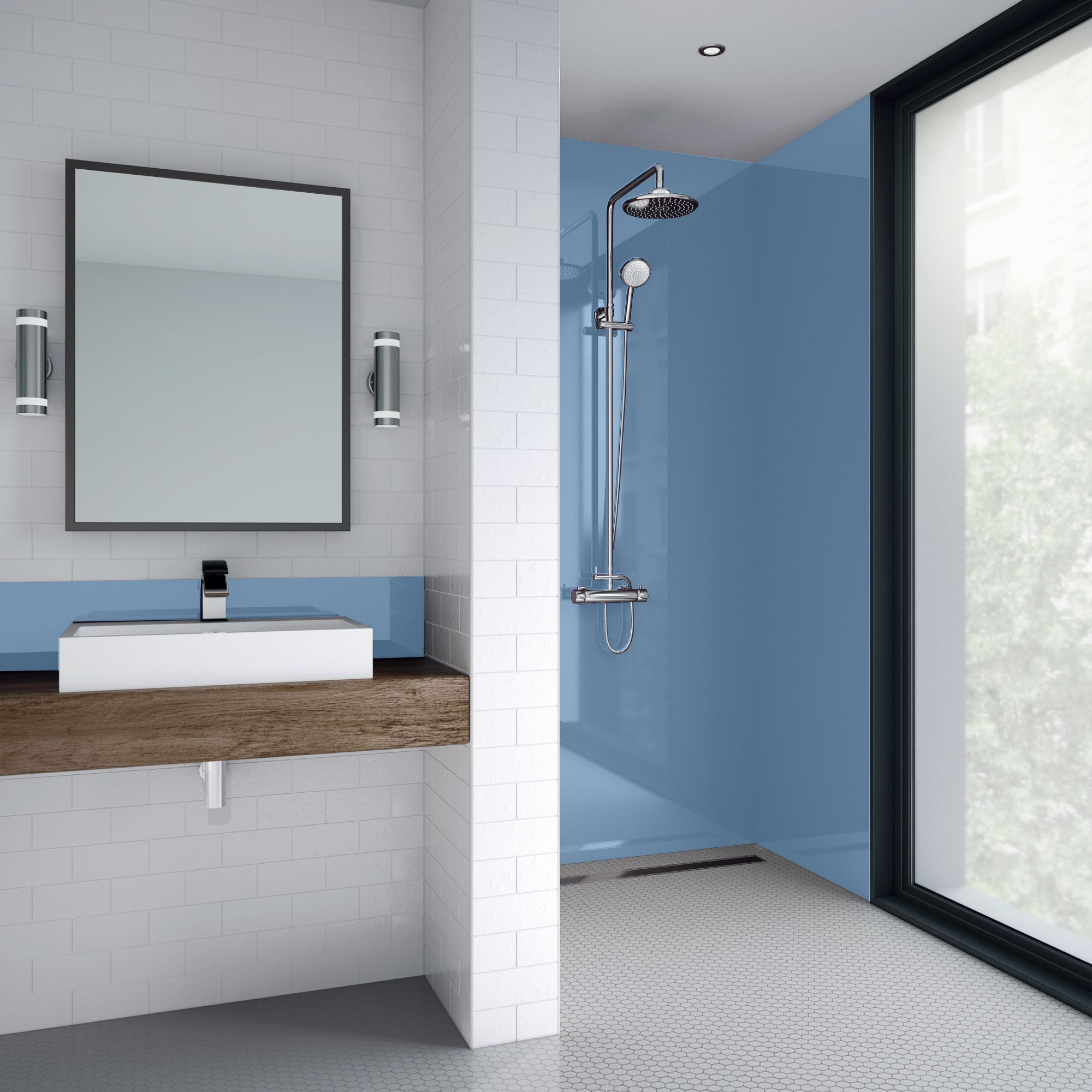 Splashwall Gloss Skye Acrylic Panel (W)60cm x (H)244cm x (D)4mm