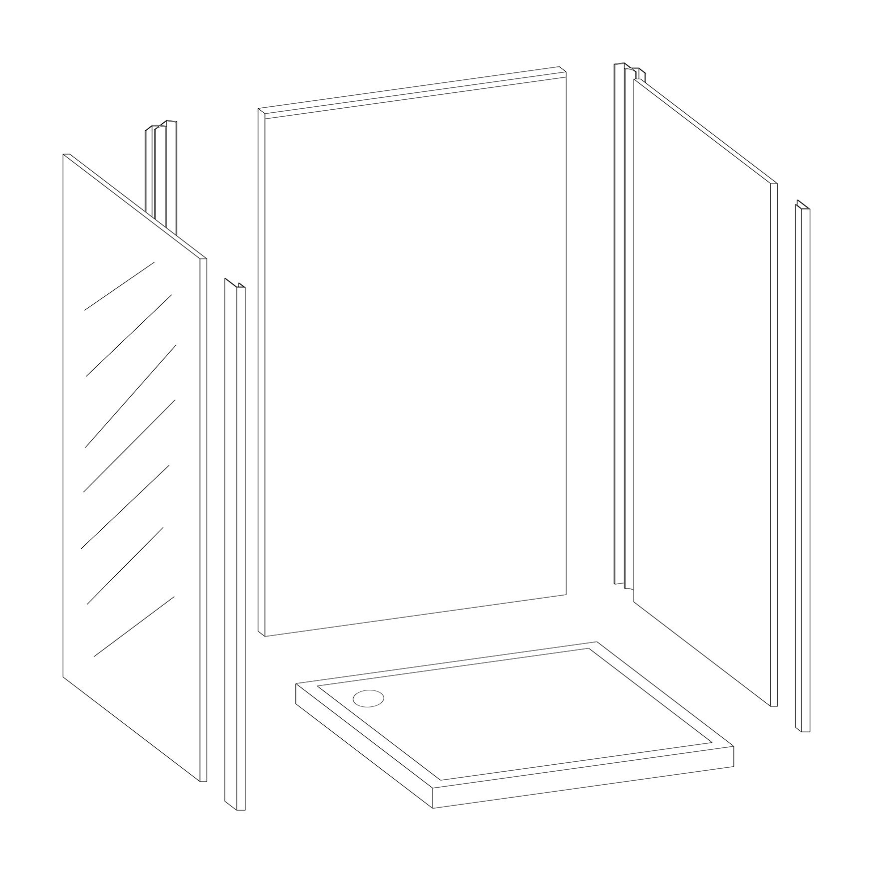Splashwall Gloss White Tile effect 3 sided Shower Panel kit (L)1200mm (W)2420mm (T)3mm