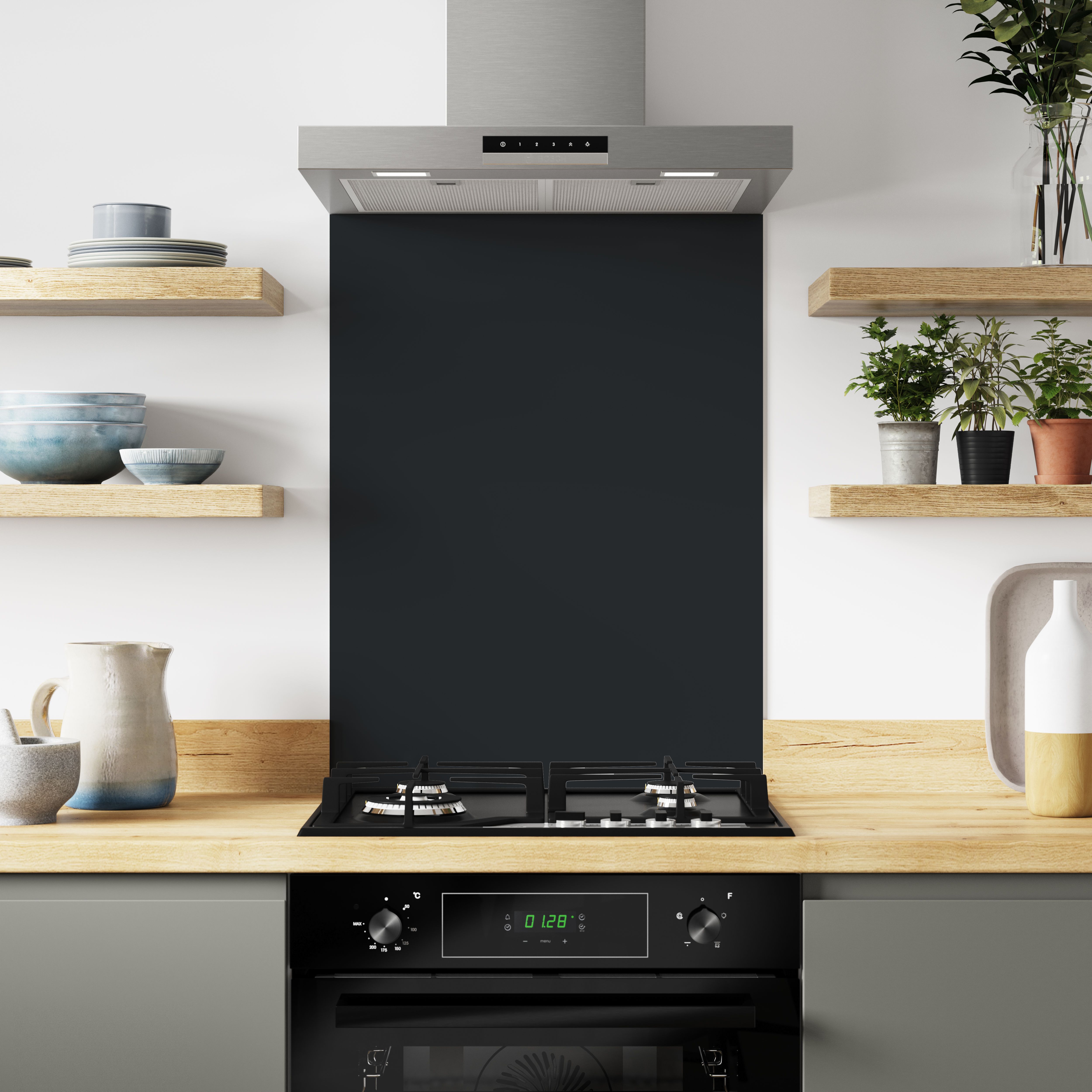 Splashwall Green & Grey Aluminium Splashback, (H)800mm (W)600mm (T)4mm