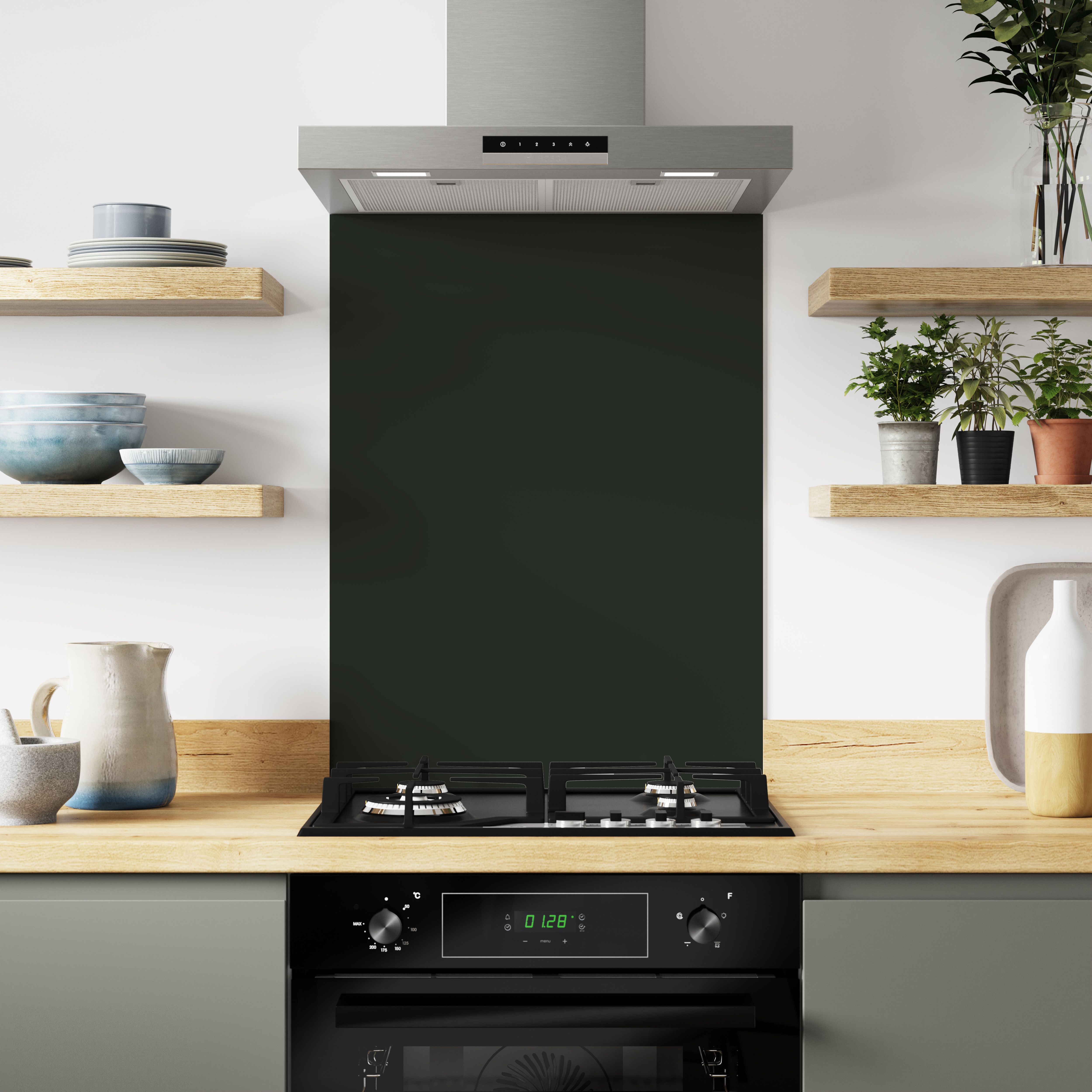 Splashwall Green & Grey Aluminium Splashback, (H)800mm (W)600mm (T)4mm