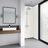 Splashwall Impressions Gloss White reflex Clean cut 2 sided Shower Panel kit (L)2420mm (W)1200mm (T)11mm