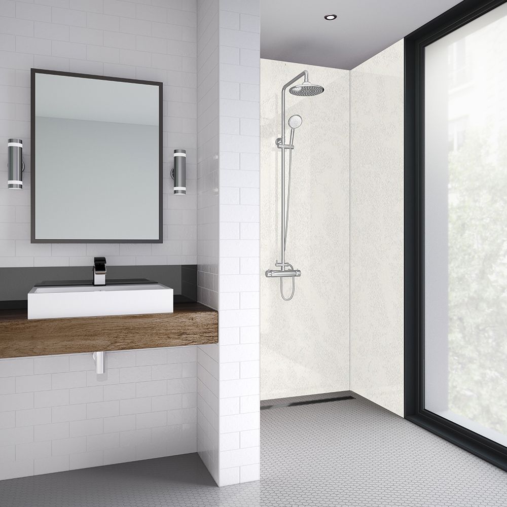 Splashwall Impressions Gloss White reflex MDF Panel (W)120cm x (H)242cm x (D)11mm