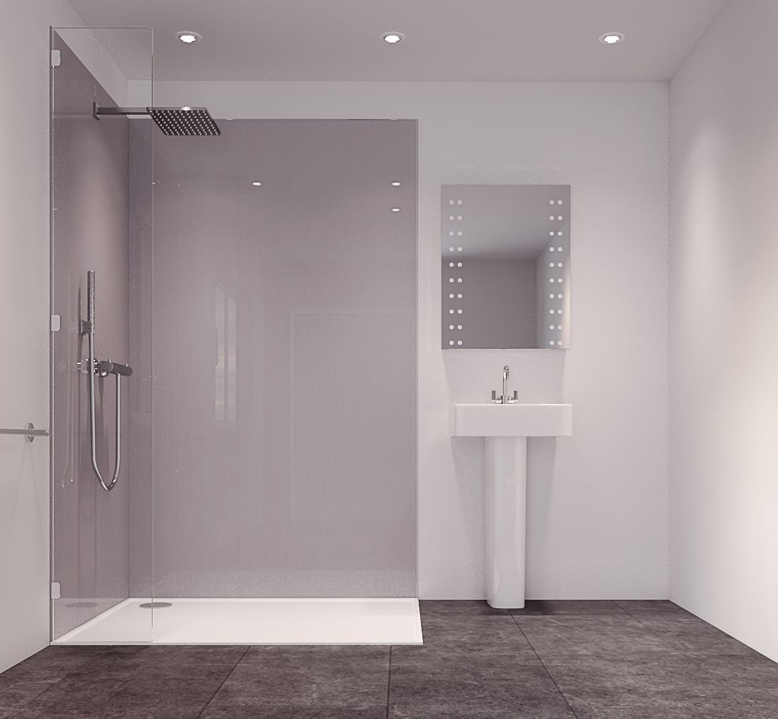 Splashwall Impressions Metallic grey Laminate Panel (W)58.5cm x (H)242cm x (D)11mm