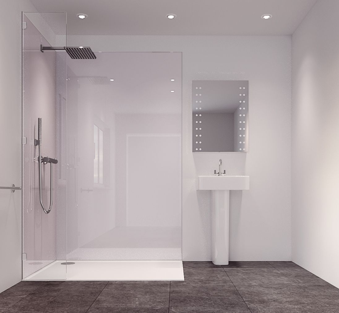 Splashwall Impressions White Laminate Panel (W)58.5cm x (H)242cm x (D)11mm