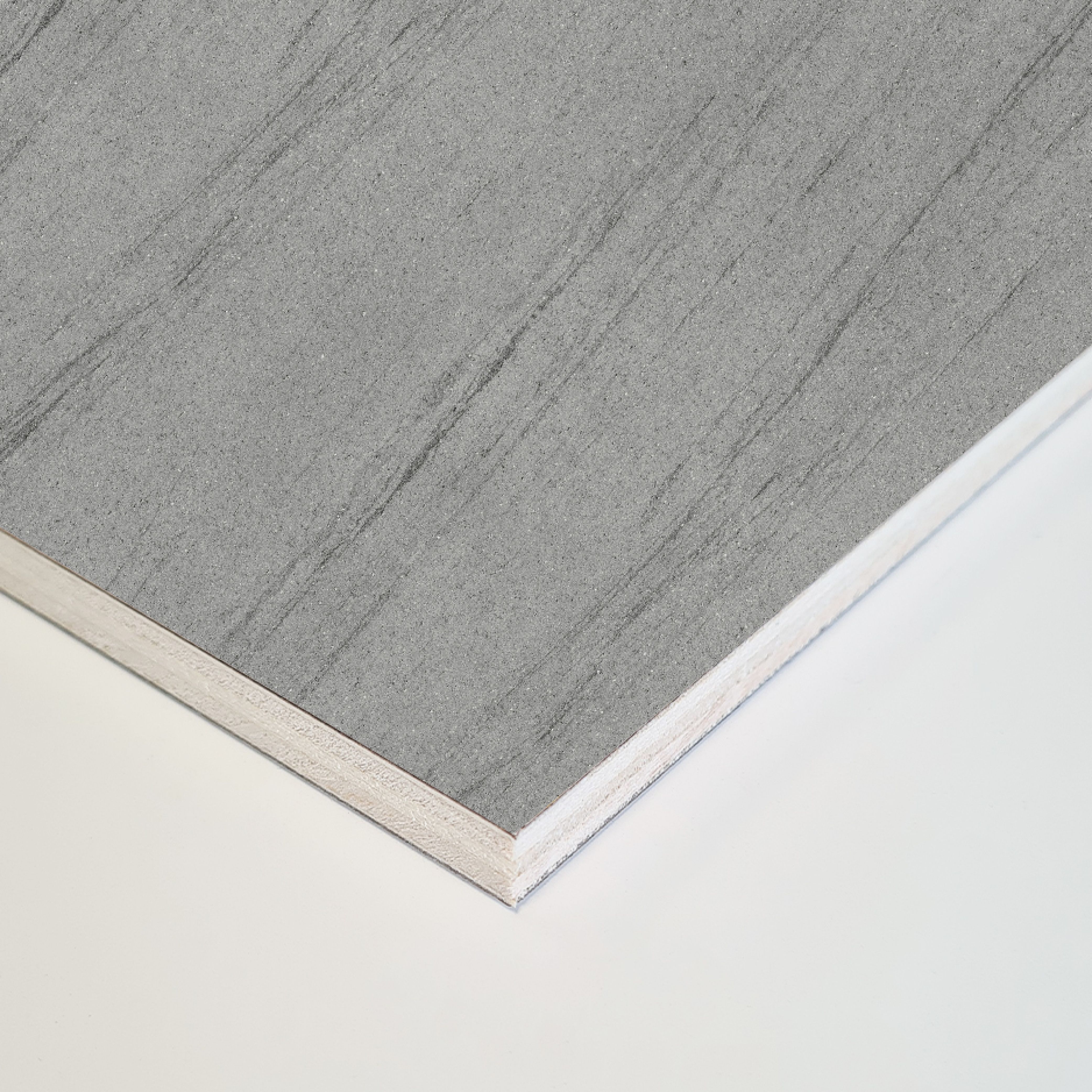 Splashwall Laminate Tongue & groove Bathroom & wet room Decorative panel (H)2420mm (W)1200mm - Matt Silver Granite Stone effect