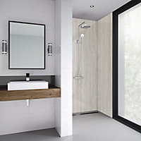 Splashwall Majestic Beige stone Clean cut 3 sided Shower Panel kit (L)2420mm (W)1200mm (T)11mm