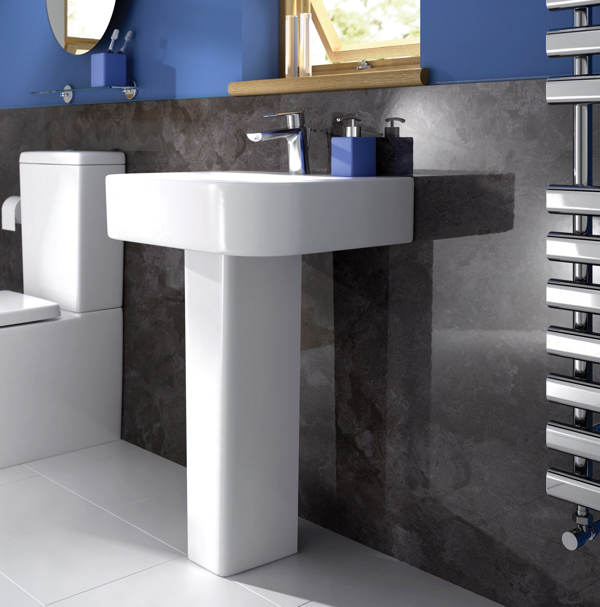 Splashwall Majestic Gloss Graphite diffusion Clean cut 3 sided Shower Panel kit (L)2420mm (W)1200mm (T)11mm
