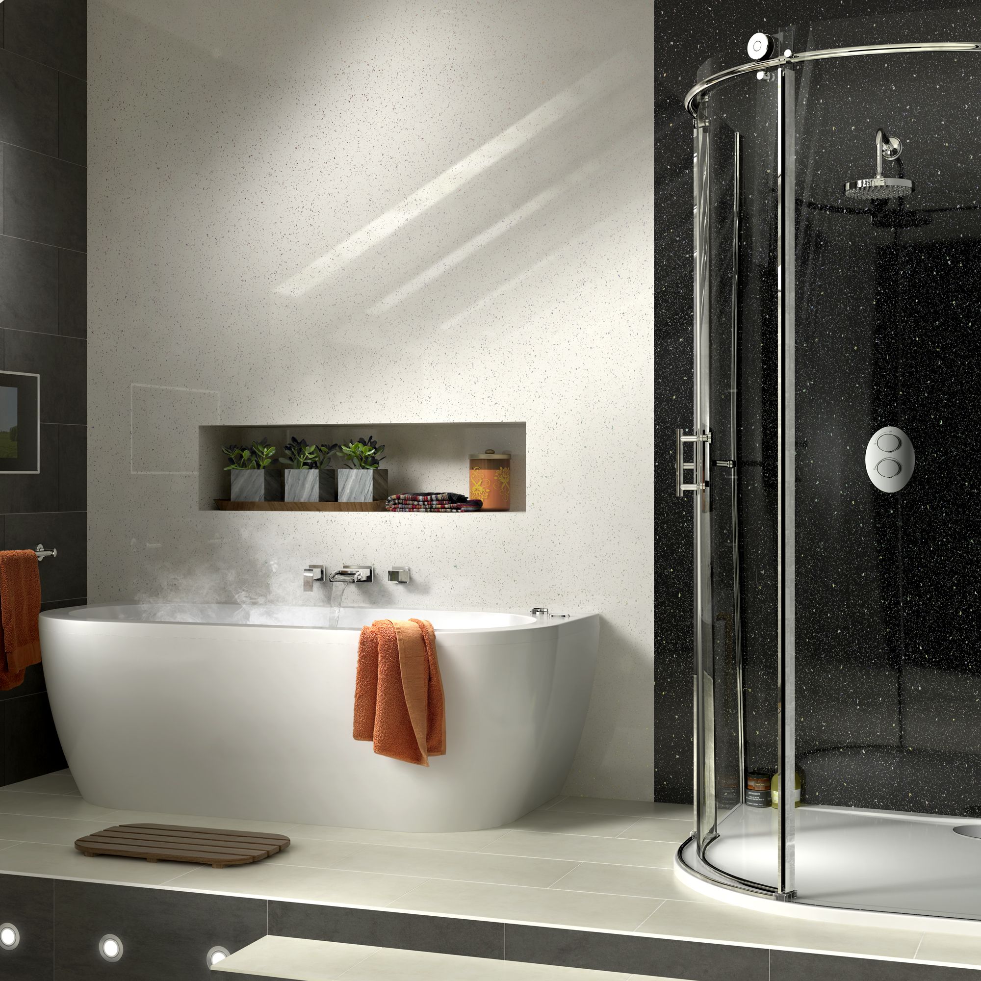 Splashwall Majestic Gloss Star dust MDF Panel (W)120cm x (H)242cm x (D)11mm