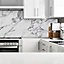 Splashwall Matt Black & white Greek Marble effect MDF Splashback, (H)600mm (W)2440mm (T)10mm