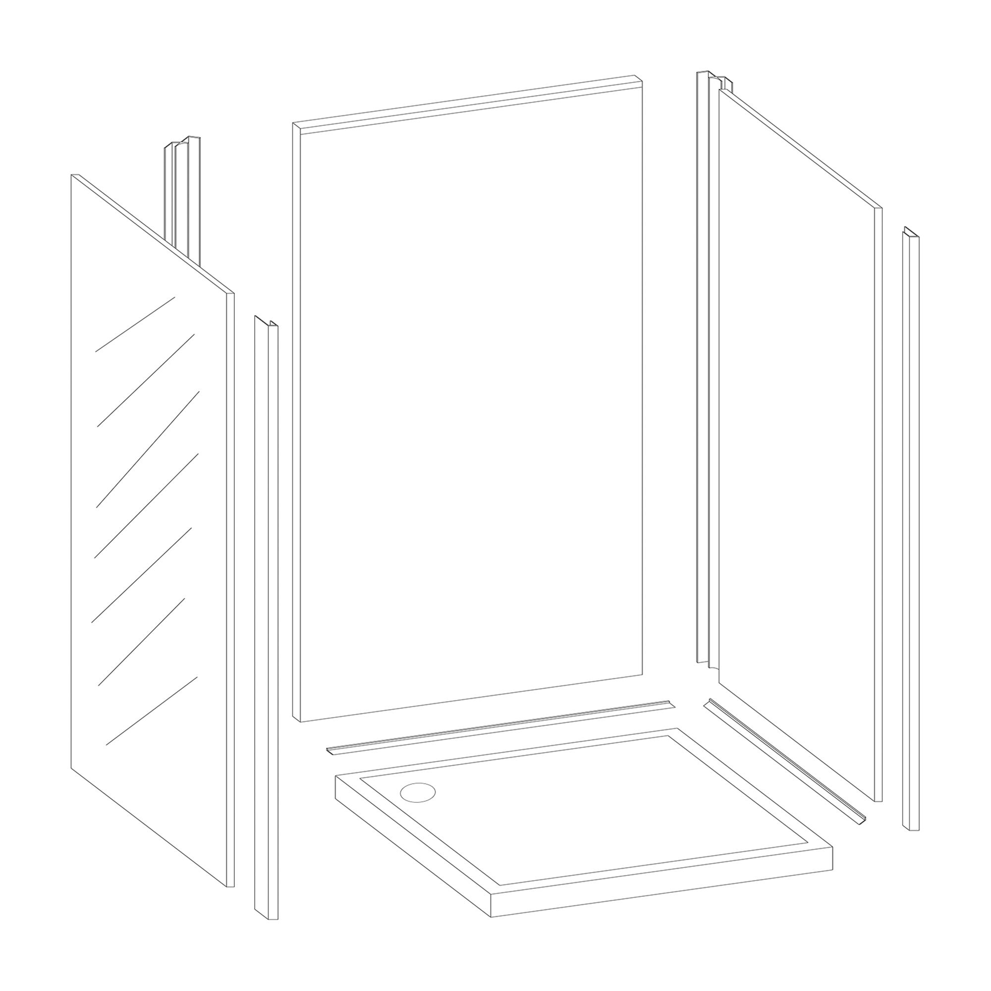 Splashwall Matt Stained pine 3 sided Shower Panel kit (W)1200mm (T)11mm