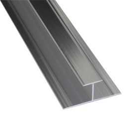 Splashwall Silver effect H-shaped Panel straight joint, (L)2420mm