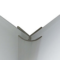 Splashwall White Metallic effect Straight Panel external corner joint, (L)2440mm (T)4mm