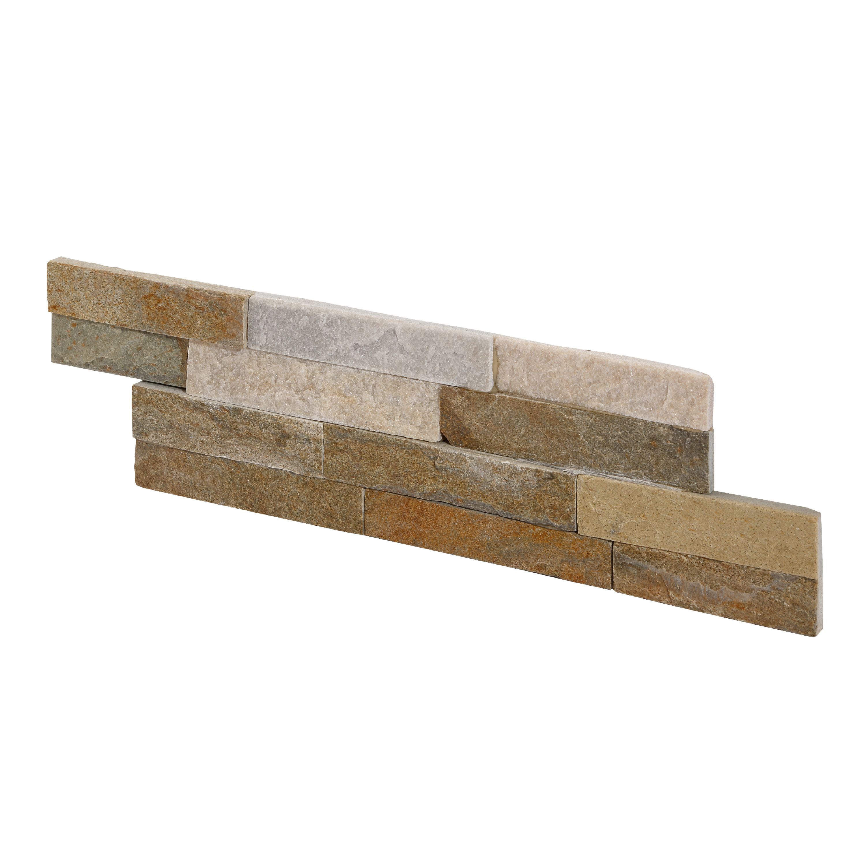 Splitface Multicolour Matt Patterned Natural stone Wall Tile, Pack of 12, (L)400mm (W)100mm