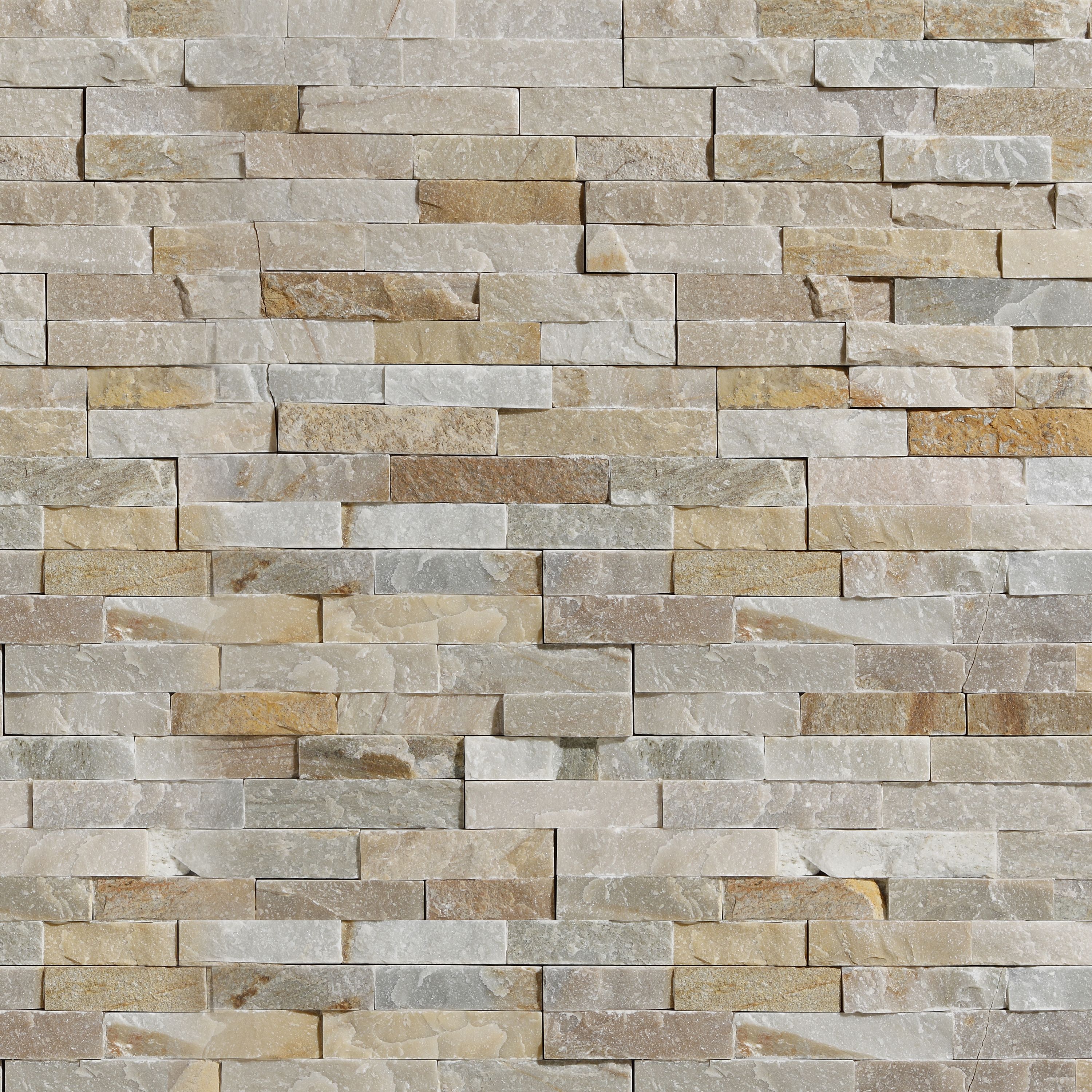 Splitface Multicolour Matt Patterned Natural stone Wall Tile, Pack of 12, (L)400mm (W)100mm