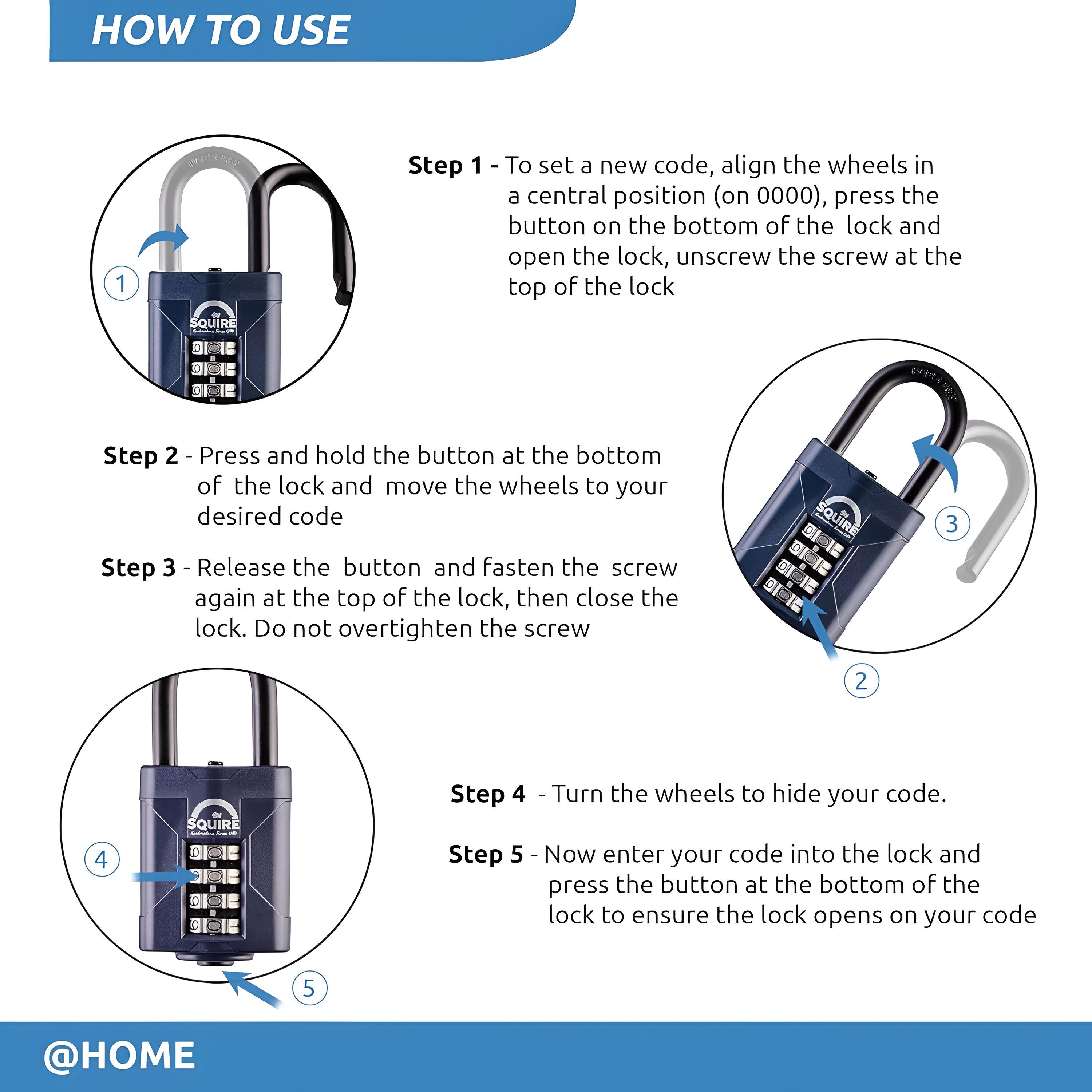Squire Blue Steel Combination Padlock (W)48mm