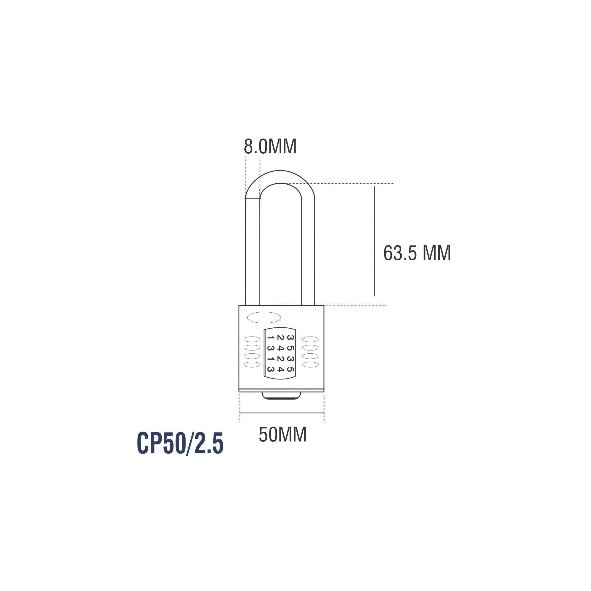 Squire CP40/2.5 Blue Steel & zinc Combination Padlock (W)40mm