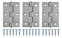 Stainless steel Butt Door hinge N168 (L)75mm, Pack of 3