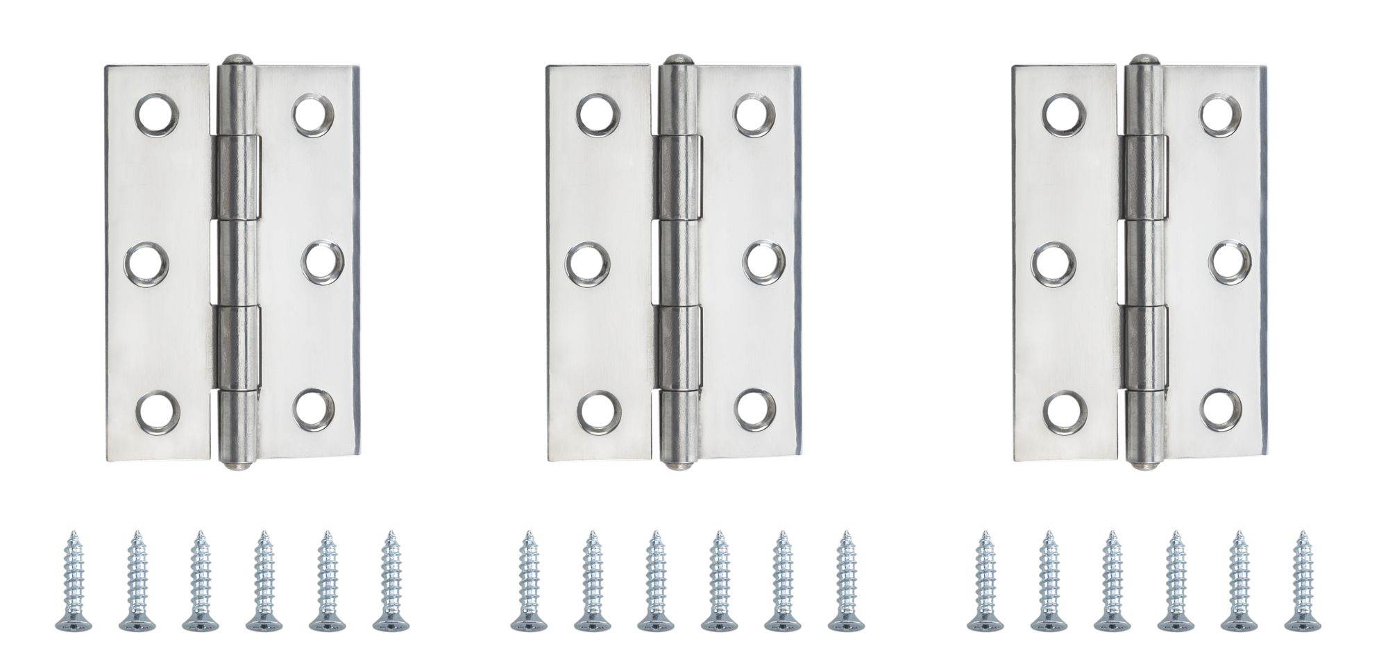 Stainless steel Butt Door hinge N169 (L)75mm, Pack of 3