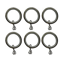 Stainless steel effect Curtain ring (Dia)19mm, Pack of 6