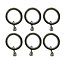 Stainless steel effect Curtain ring (Dia)19mm, Pack of 6