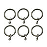 Stainless steel effect Curtain ring (Dia)28mm, Pack of 6