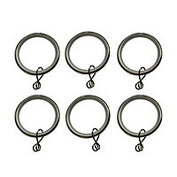 Stainless steel effect Curtain ring (Dia)35mm, Pack of 6