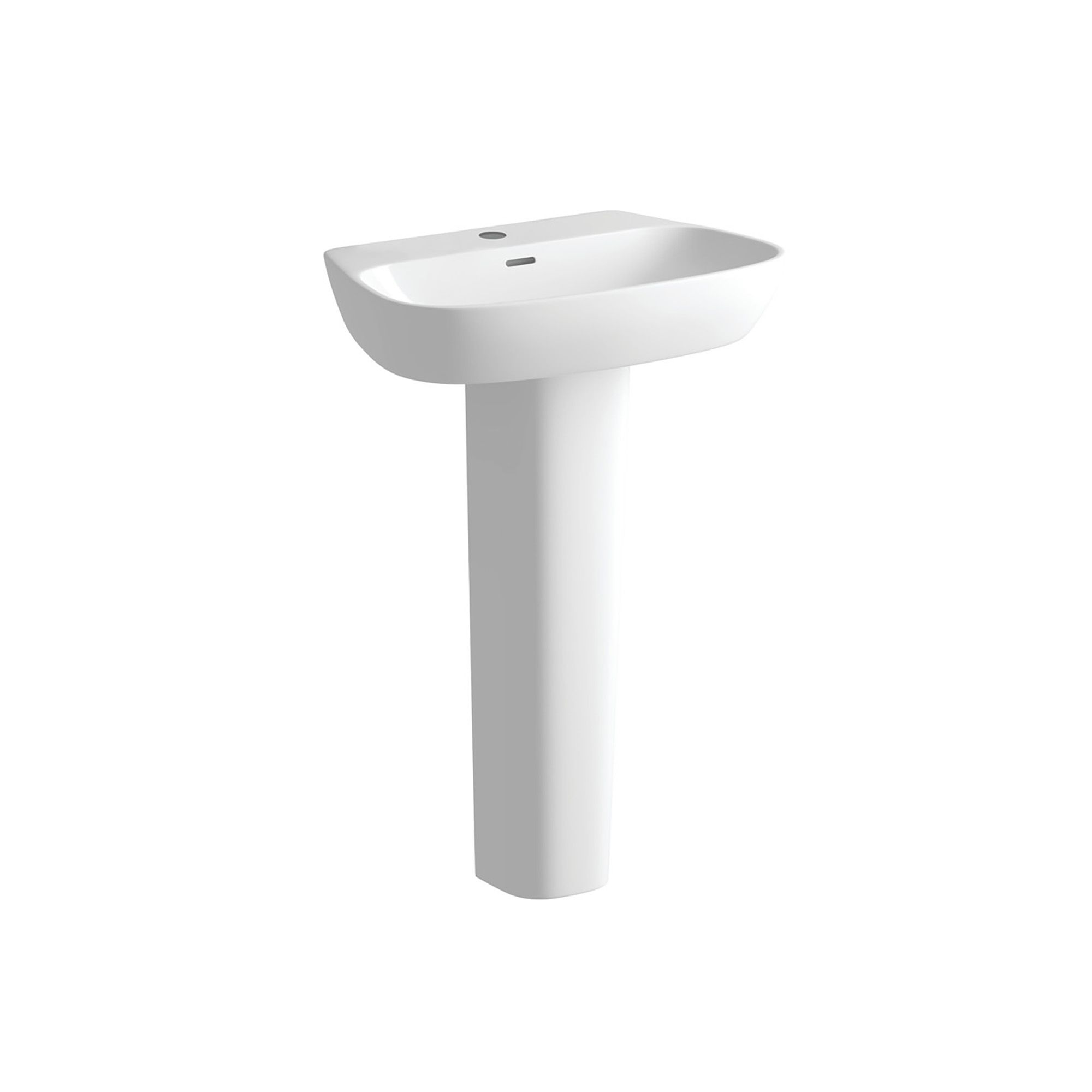 Standon Gloss White D-shaped Floor-mounted Full pedestal Basin (H)86cm (W)60cm
