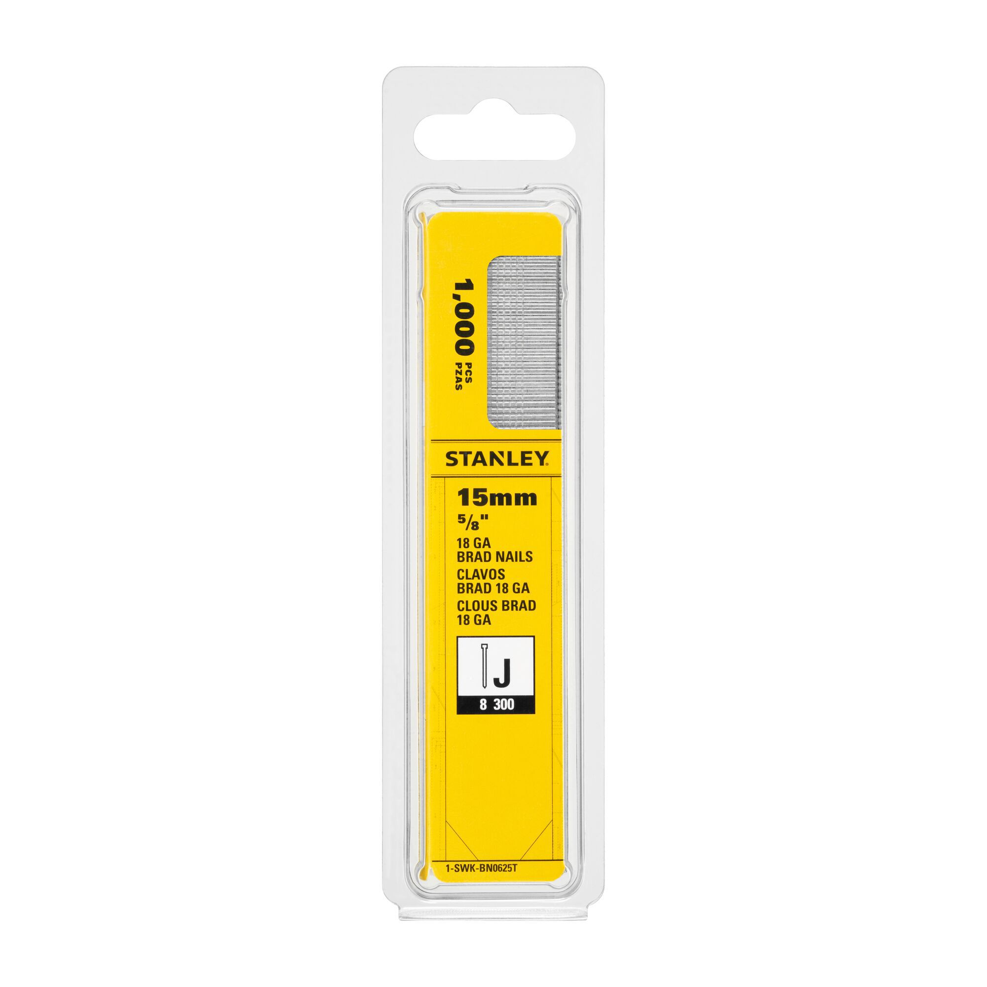 Stanley 18 gauge Galvanised Straight Collated Brads (L)15mm, Pack of 1000