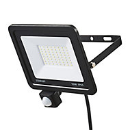 Stanley Black Mains-powered Cool white Outdoor LED PIR Floodlight 4000lm