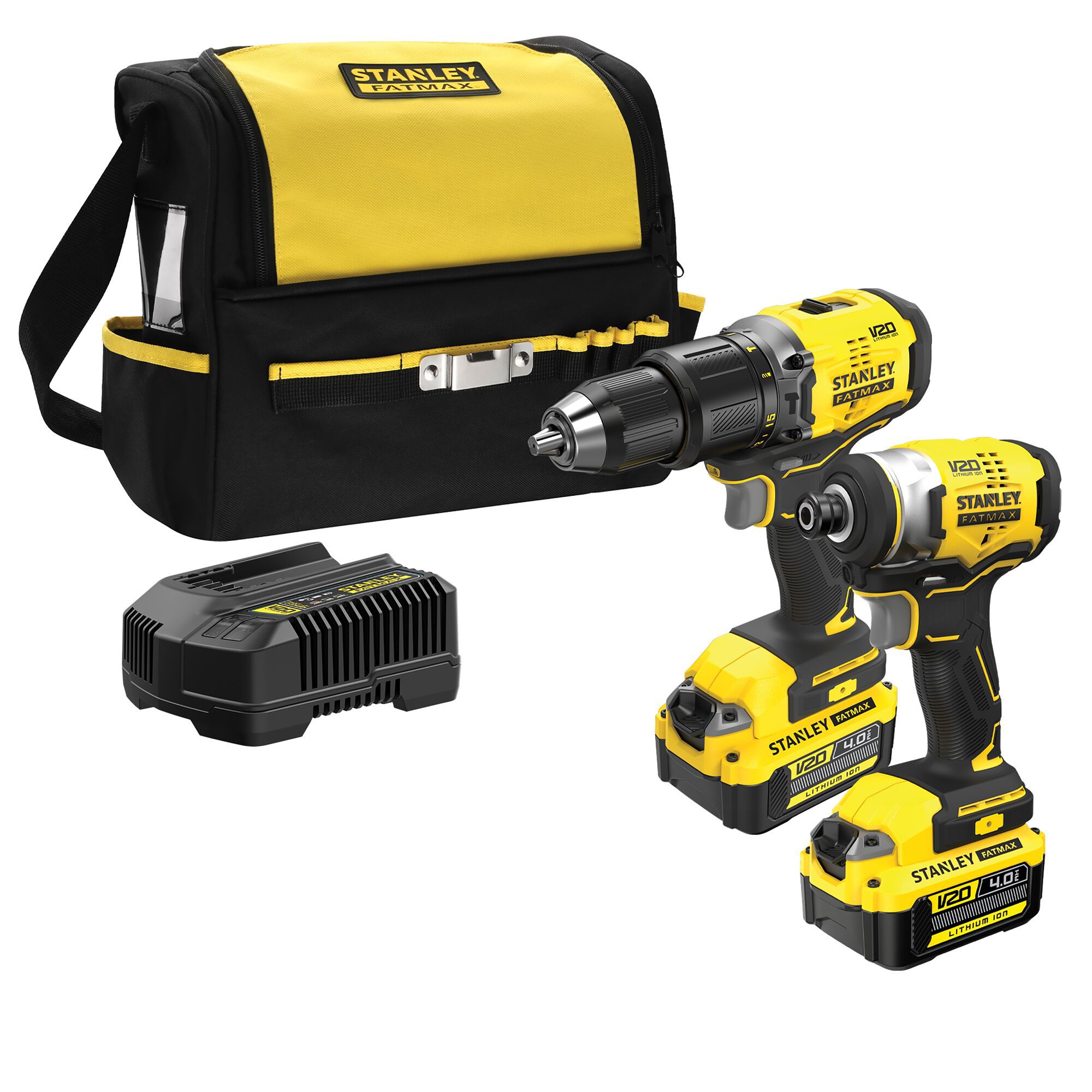 Stanley FatMax 18V Li ion Cordless Combi drill impact driver 2 x 2Ah SFMCK461M2S GB Tradepoint