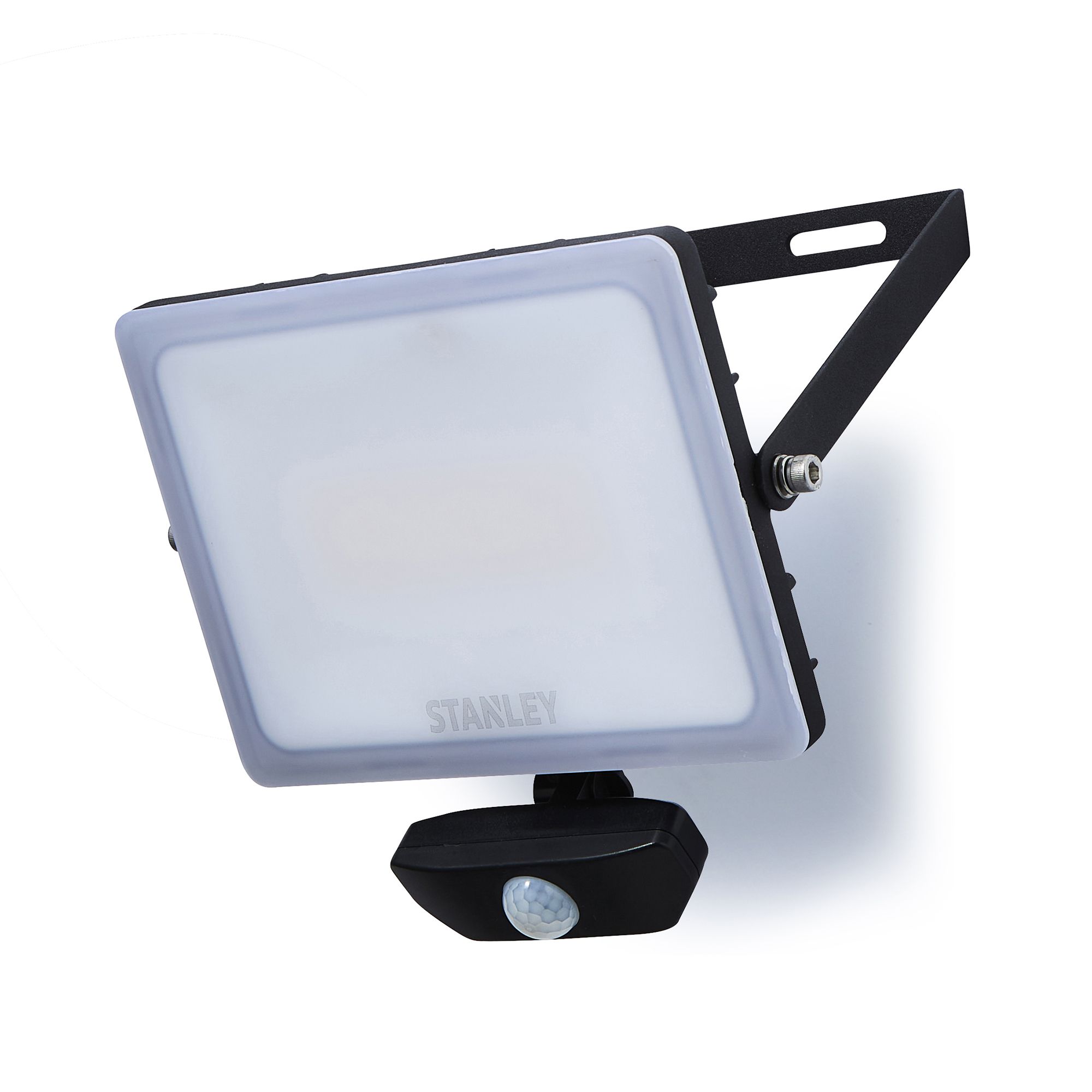 Stanley Frosted Floodlights Black / Frosted Opal Mains-powered Cool daylight LED PIR Slimline floodlight 4500lm
