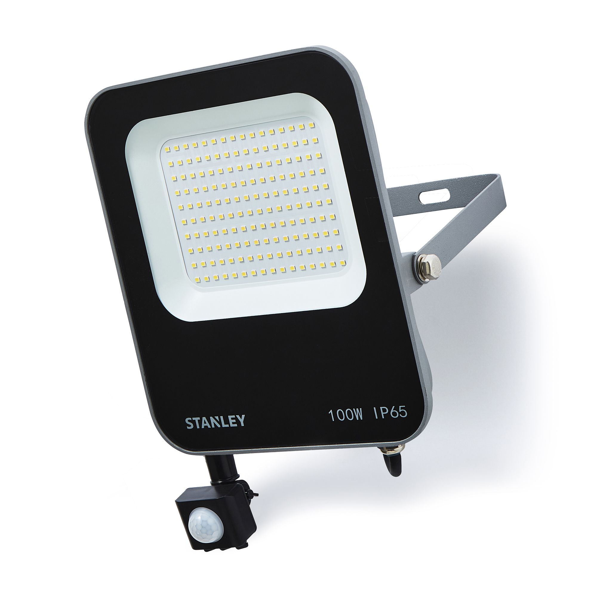 Stanley IK10 Black Mains-powered Cool daylight LED PIR Slimline floodlight 11000lm