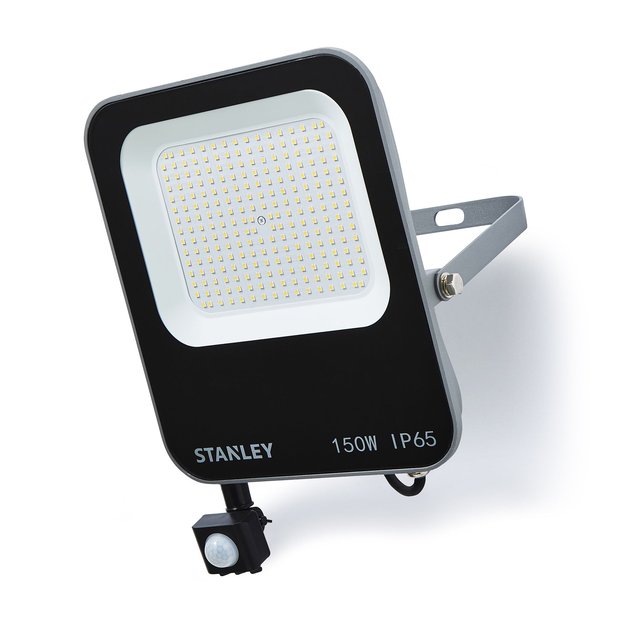 Stanley IK10 Black Mains-powered Cool daylight LED PIR Slimline floodlight 16500lm
