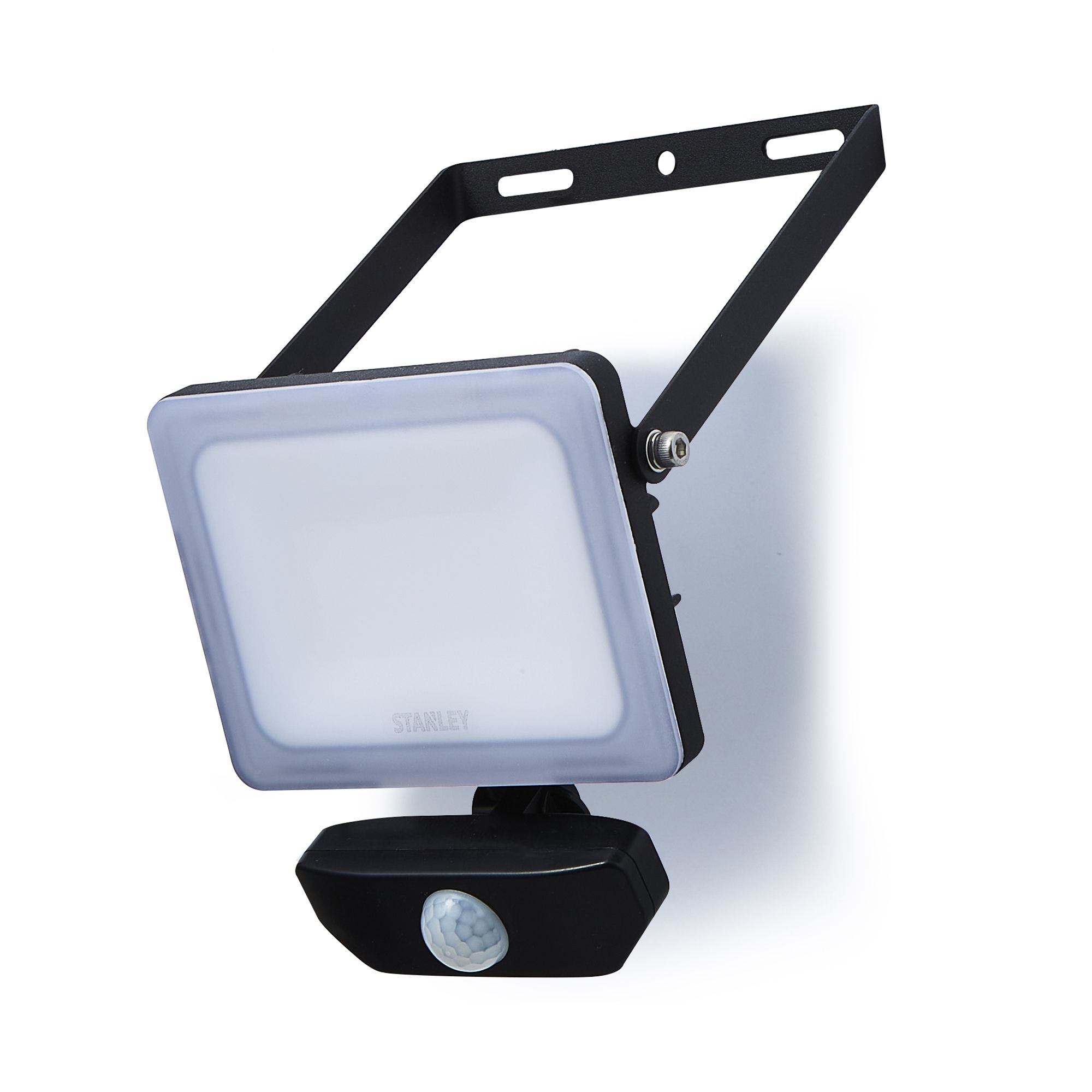 Stanley IK10 Black Mains-powered Cool daylight LED PIR Slimline floodlight 3300lm